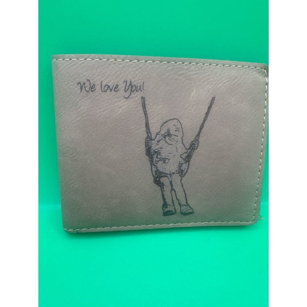 Leather Bifold Wallet With "We Love You" Swing Design